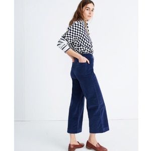 Madewell Emmett Wide-Leg Crop Velveteen Pants Blue